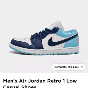 Air Jordan 1 Retro Low - Navy, White & Light Blue Toddler Kids